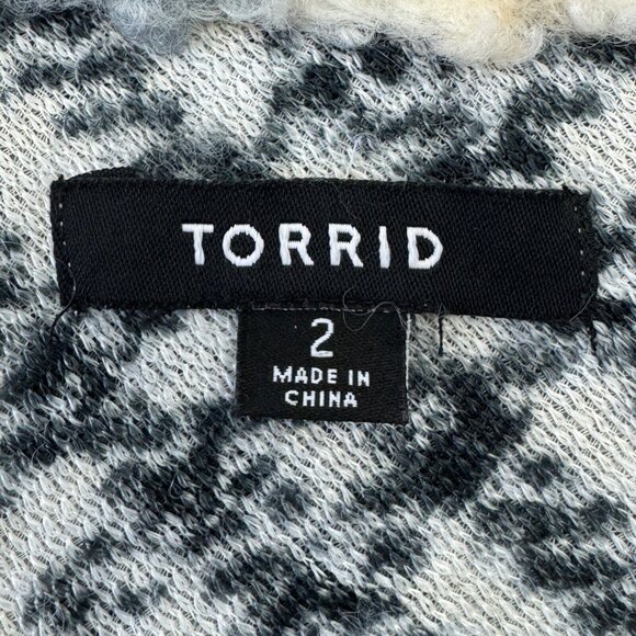 Torrid Sherpa Button Front Long Sleeve Shacket Women +2 Ivory Plaid - Picture 5 of 9